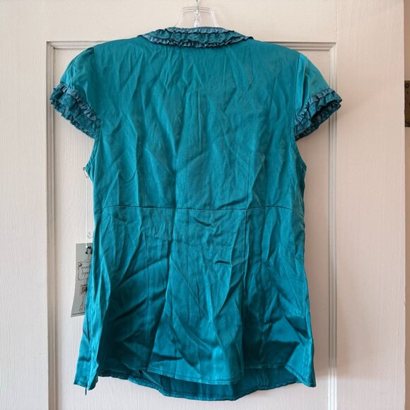 Nanette Lepore | Ruffle Keyhole Silk Top - Picture 6 of 11